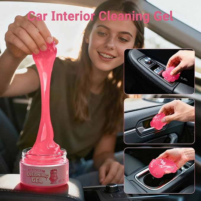 2 Pack Car Cleaning Gel Reusable Auto Slime Cleaner,Rose Scent Dust Cleaning Gel Keyboard Slime for Car Interior Air Vent Cleaner, Auto Detailing kit Tools Accessories,Gifts for Men Women