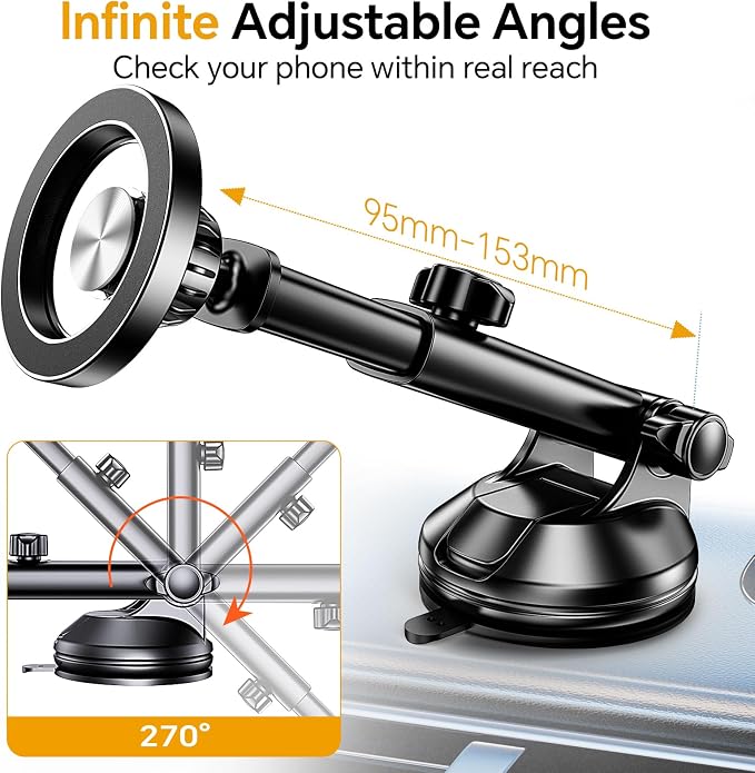 for MagSafe Car Mount【Windshield+Vent+Dash】Magnetic Phone Holder for Car Phone Holder Mount Cell Phone Holders for Your Car Accessories Suction Phone Mount for Car Truck Stand for iPhone 17 16