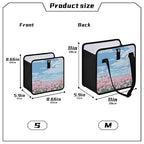 Car Trash Can Organizer Bin with Adjustable Strap for Back Front Seat Console Waterproof Leakproof Collapsible Portable 11 Inch Pink Tulip Field and Blue Sky