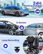 4K Dash Cam 360° View,4 Channel Front and Rear Dash Camera for Cars,Built-in 5GHz Wi-Fi GPS, Voice Control, Free 128G Card,Night Vision,24H Parking Mode,G-Sensor