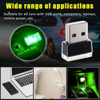 4 PCS USB LED Car Interior Atmosphere Lamp, Plug-in USB Decor Night Light, Portable Auto Ambient Lighting Kit, Universal Vehicle Interior Accessories for Most Cars (Green)