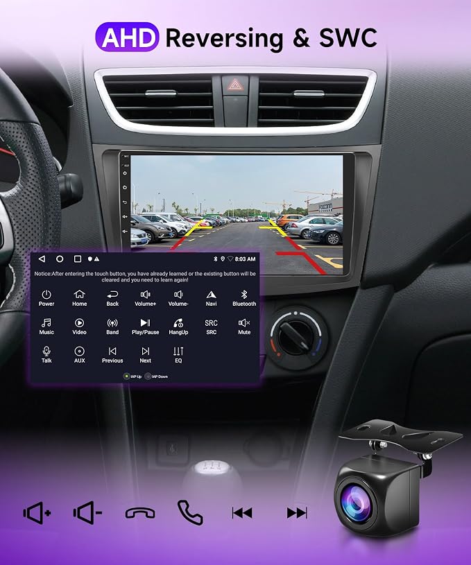 4G+64G Car Radio for Suzuki Swift 2011-2017, Android Car Stereo Carplay Android Auto EQ 9 Inch Touchscreen Bluetooth FM RDS GPS WiFi Mirror Link Backup Camera