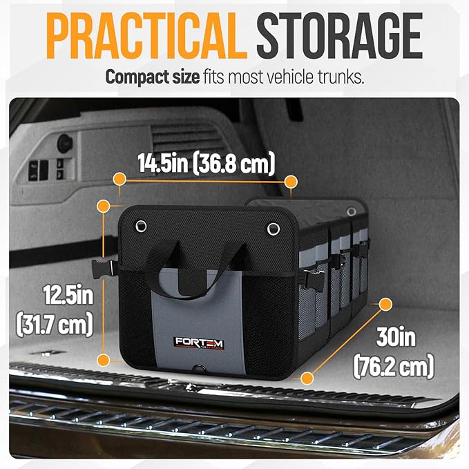 Trunk Organizer with Cooler For SUV Car Organizer and Storage, Collapsible Multi-Compartment, Perfect Christmas Gifts For Men, Women, 1680D Oxford, Non Slip Bottom, Straps, Soft Cover 110L