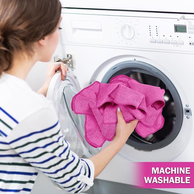 Cleaning Cloth Dry Erase Cloth Cleaning Rags Reasonable Kitchen Towels Microfiber Towels Cars Wash(6 x 6 Inch,Pink,30 Pcs)
