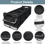 Heavy Duty Collapsible 95 L Capacity Car Trunk Storage Organizer,Multi-Compartment Pockets, Adjustable Straps - Ideal for Travel, Camping, Shopping,Perfect for SUV, Truck, Sedan