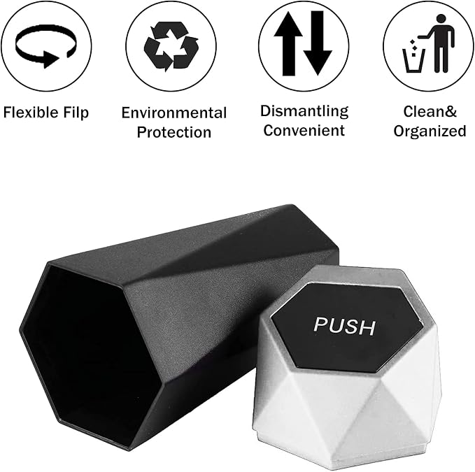 Car Trash Can with Lid, Easy to Clean, Diamond Design Small Automatic Portable Trash Can, Used in Car Home Office Interior Accessories, 2PCS(Silver)