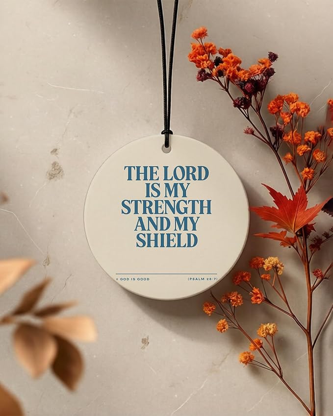 Retro Blue Christian Round Car Air Freshener 4 Pcs Coconut Scented, Inspirational Religious Car Accessories Mirror Decor for Women, Christian Hanging Air Freshener for Cars Closet Drawer Book