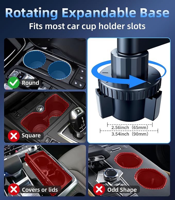 Tesla RV Semi Truck Car Cup Holder Tray Expander, Detachable 360 Rotating Car Food Tray Table for Eating Lunch Snack, Car Road Trip Essentials of Tesla Model 3 Y Accessories 2026 2025 2024
