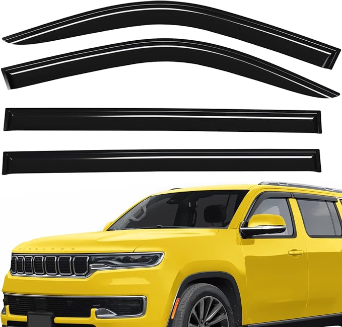 Extra Durable Window Deflectors Tape-On Window Visors Rain Guards Fit for Jeep Wagoneer L 2023-2026, Sun Visors, Wind Vent for Shades, Exterior Car Accessories - 4pcs. AG0640