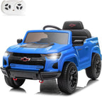 Licensed Chevrolet Colorado Electric Car for Kids, 12V Ride on Toys for Toddlers with Remote Control, Battery Powered Electric Car Ride On Vehicle w/Bluetooth, Soft Start, LED Lights - Blue