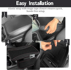 6 PCS Nappa Microfiber Leather Black Steering Wheel Cover Set, Breathable Fabric Steering Wheel Cover 14.5-15inch Universal, Car Center Console Cover, Seat Belt Cushion, Cup Holder Coaster