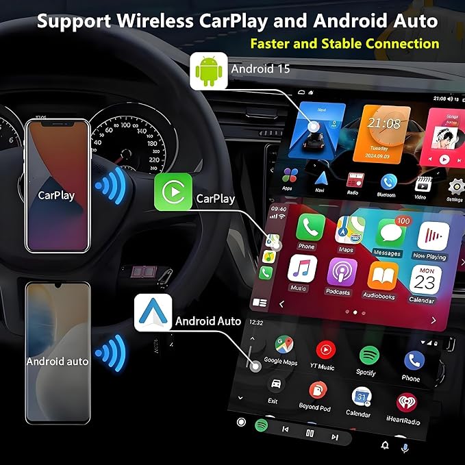 Car Radio for Ford F150 2004-2008: 8-Core 4GB+32GB Android 14 Head Unit | Wireless CarPlay & Android Auto, 7 inch Touchscreen, GPS Navigation, FM, Wifi, Bluetooth, Faster Stable Connection