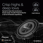 A-Series TS-A3000LS4 12” Subwoofer – 1500W Max, Shallow-Mount Design, Deep Bass in Tight Spaces, Compact, Slim, Truck/Car Subwoofer