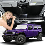 Windshield Sunshade for Jeep Wrangler JL JKU 4XE 4&2 Door 2018-2026 & Jeep Gladiator JT 2020-2026 Sun Shade Upgrade 4 Layers Blocks UV Rays Custom Fit Wrangler Front Windshield Keep Cool