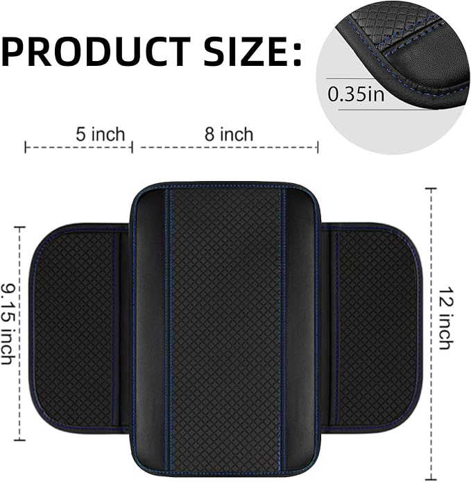 6 PCS Car Steering Wheel Cover Set, Microfiber Leather Steering Wheel Covers Universal 14.5-15 inch, Center Console Cover, Seat Belt Cushion, Cup Holder Coaster, Car Accessories Set Blue