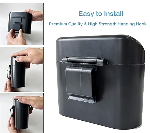 2 Pack Car Trash Can with Lid+4 PCS Car Hooks, Mini Auto Dustbin Trashcan | Includes 120 pcs Trash Bags, Automotive Storage Container Garbage Organizer, Multipurpose Trash Bin for Vehicle, Home, Office