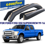 Goodyear Shatterproof in-Channel Window Deflectors for Ford F250 to F550 Super Duty 1999-2016 SuperCrew, Rain Guards, Window Visors for Cars, Vent Deflector, Car Accessories, 4 pcs - GY008129