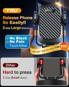 YRU True Military-Grade Shock Mounting Kits [360° Rotation Suction] 2026 Ultimate Car Phone Holder Mount【90+LBS Safest Strongest & Patent Certs】 Dash Windshield for iPhone 17 16 Pro Max, Gloss Black