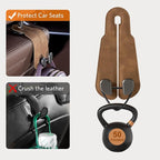 CoBak Purse Hook for Car - Universal Premium Stitched Leather and Aluminum-Magnesium Alloy Double Car Seat Back Storage Hook for Purses, Handbags, Bags (4 Pack),Brown