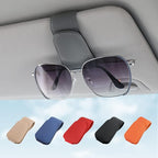Sunglass Holder for Car Visor Sunglasses Clip Magnetic Leather Glasses Eyeglass Holder Auto Interior Accessories Universal for SUV Pickup Truck -Gray