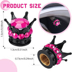 4 Pieces Crown Tire Valve Stem Caps Bling Handmade Crystal Rhinestone Universal Chrome Crown Vehicle Car Tire Caps Covers, Attractive Accessories for Car (Rose Red)