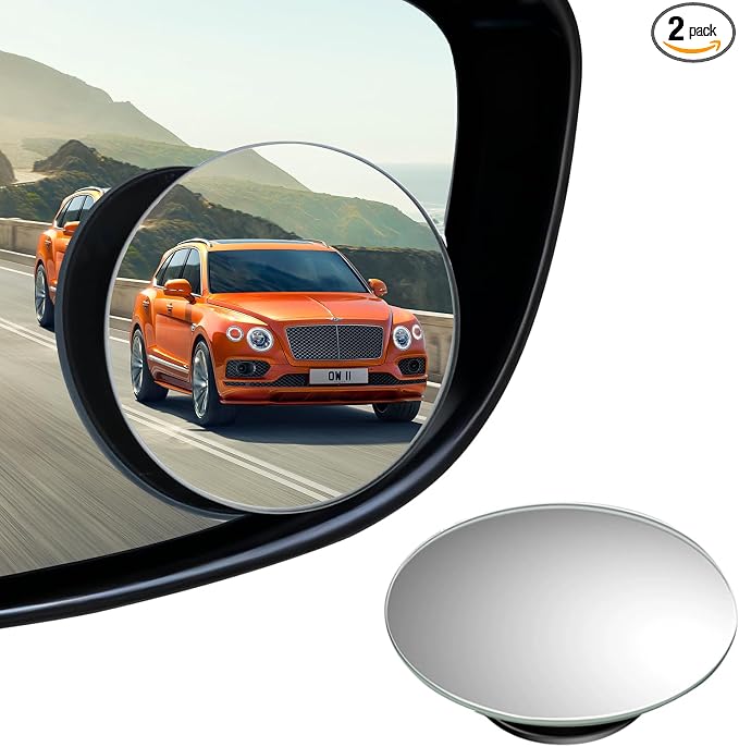 Blind Spot Mirrors - 2 Pack Round HD Glass Frameless Convex Rear View Mirror with Wide Angle Adjustable Stick for Cars, Trucks, And Motorcycles Stuff Rearview Mirror Accessories Decor