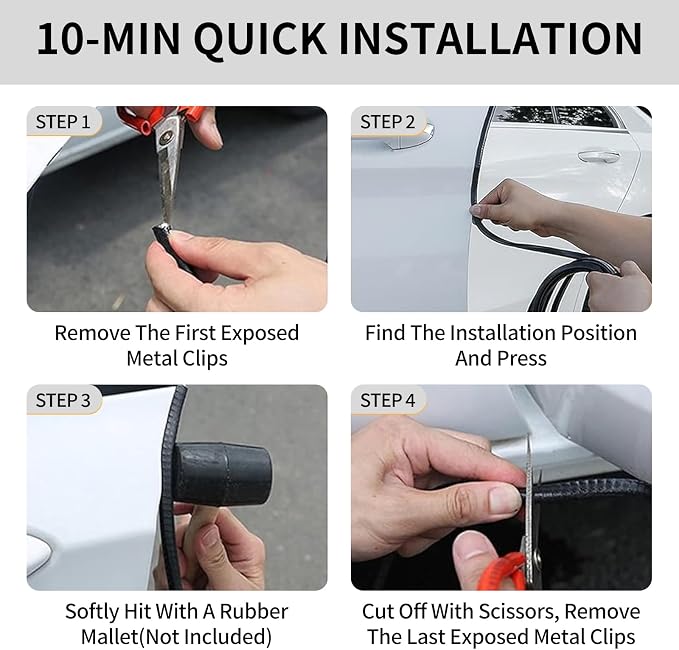 Car Door Edge Guards, 16Ft Rubber Seal Car Door Edge Trim, U Shape Door Edge Protector Guard, Aluminum Weather Proofing Automotive Door Edge Molding Protection for Most Car (White, 16Ft)