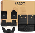 Floor Mats & Trunk Mat with Backrest Mat for Honda Pilot 2023-2025 2026, Split & One-Piece Foldable Seating All Weather TPE Floor Liners 1st & 2nd & 3rd Row & Cargo Mat with Seatback Mat, Black