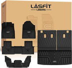 Floor Mats & Trunk Mat with Backrest Mat for Honda Pilot 2023-2025 2026, Split & One-Piece Foldable Seating All Weather TPE Floor Liners 1st & 2nd & 3rd Row & Cargo Mat with Seatback Mat, Black