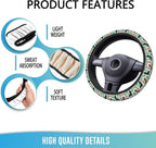 Elastic Steering Wheel Cover Car Accessories Cute Universal 15 Inch Absorbing Sweat Non-Slip Breathable for Man Woman, Cute Dachshund Floral