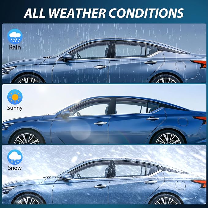 Side Window Visors for Nissan Altima 2019–2026, Light Smoky Blue Rain Guards Vent Visors Window Deflector, Reduce Wind Noise for Comfortable Driving, 4PCS