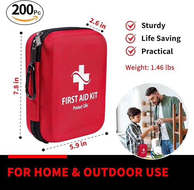Survival First Aid Kit for Home/Business, Camping Survival Kits | Mini Travel First Aid Kit | Camping Equipment | Small Kits for Car | Outdoor Emergency Survivals Pack - 200pcs