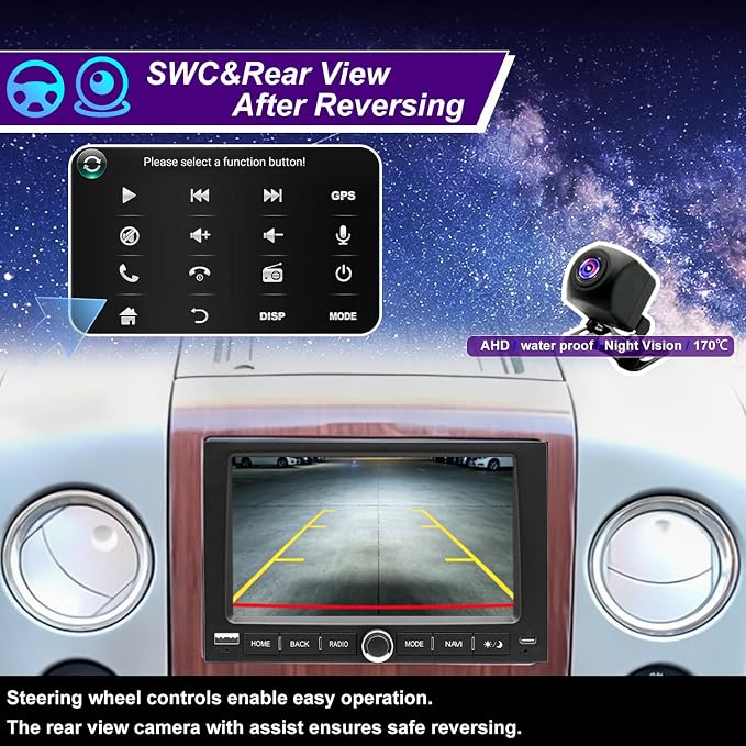 5GWiFi Upgrade Radio for Ford F150 2004-2008, F250/F350 2006-2016, E150/E250/E350 2009-2014, Expedition 2007-2014, Explorer Edge Mustang Fusion 7in Touchscreen Stereo Apple Carplay Android Auto GPS FM