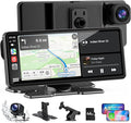 6.86" CarPlay Screen with Dual Dash Cam 2.5K Front 1080P Rear | Apple CarPlay & Android Auto, Mirror Link, Voice Control, GPS Navigation — Access maps, music and calls for daily drives.