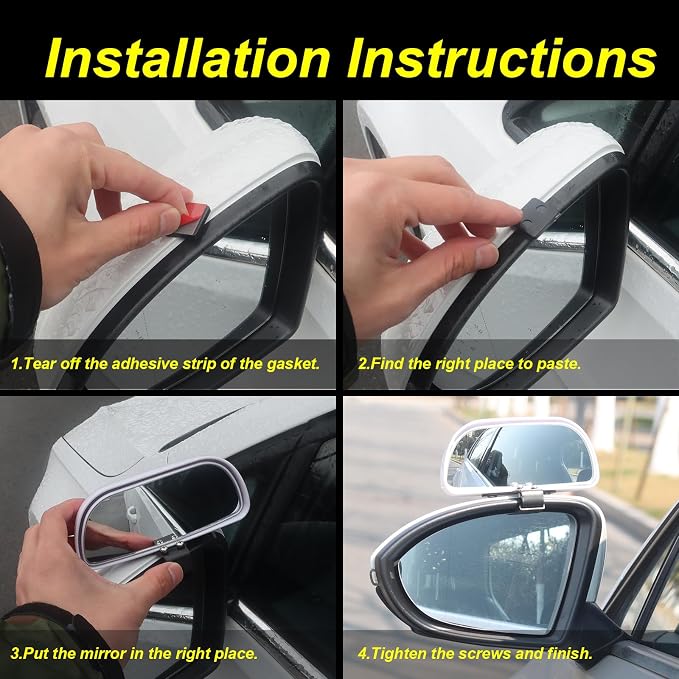 Blind Spot Mirrors for Trucks and Cars,Automotive Side View Concave Mirror Blindspot,360° Large Convex Rearview Exterior Mirror Accessories for Truck and Car(1Pack White)