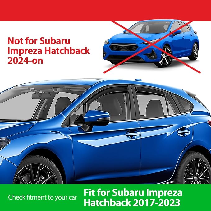 Goodyear Shatterproof in-Channel Window Deflectors for Subaru Impreza 2017-2023 Hatchback, Rain Guards, Window Visors for Cars, Vent Deflector, Car Accessories, 4 pcs - GY007859