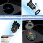 66W 12V USB Outlet, 4 Port Dual PD & Dual Quick Charge 3.0 Car Charger with Voltmeter for Car Boat Marine RV