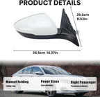 Right Passenger Side Mirror Compatible with 2018-2022 Honda Accord Power Glass | Heated | with Blind Spot | with Turn Signal | Manual Folding Repalces HO1321330 (8Pins-Pearl White)