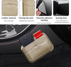 Car Seat Side Pocket Organizer, PU Leather Cell Phone Sunglasses Storage Pocket, Mini Seat Gap Filler Pouch for Auto Seat Door Window Console, Interior Car Accessories (Beige)