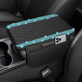 Bling Car Center Console Cover, Leather Car Arm Rest Cover Cushion with 2 Storage Bags, Universal Auto Armrest Protector Storage Box, Bling Accessories Interior for Most Vehicles (Aquamarine)