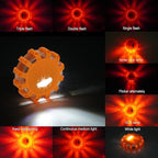 GP903 LED Road Flares Safety Flashing Warning Lights, Magnetic Base Hook Carrying Bag 9 Flash Modes, for Car Truck Boat 3Pack(Batteries not Included) Orange