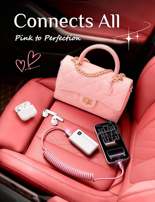Pink USB C Cable, Gifts for Women Men 2 Pack for Android Auto & CarPlay Cable, Type C Charger Pink Compatible with iPhone 17/16 Galaxy S25/S24 Car Accessories for Women Wife Girlfriend Sisters