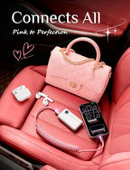 Pink USB C Cable, Gifts for Women Men 2 Pack for Android Auto & CarPlay Cable, Type C Charger Pink Compatible with iPhone 17/16 Galaxy S25/S24 Car Accessories for Women Wife Girlfriend Sisters