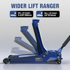 3 Ton Floor Jack Extra Long Reach Low Profile Hydraulic Jack with Dual Piston Quick Lift Pump, for Home Garage & Professional Auto Shop Vehicle Maintenance, 6,600 LBS Load Capacity, Blue