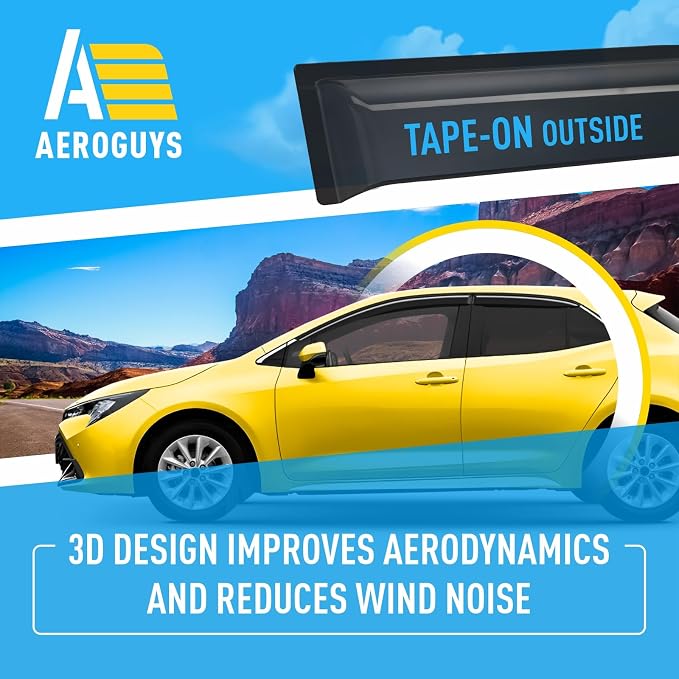 Extra Durable Window Deflectors Tape-On Window Visors Rain Guards Fit for Toyota Corolla 2020-2026 Hatchback, Sun Visors, Wind Vent for Shades, Exterior Car Accessories - 4pcs. AG0155