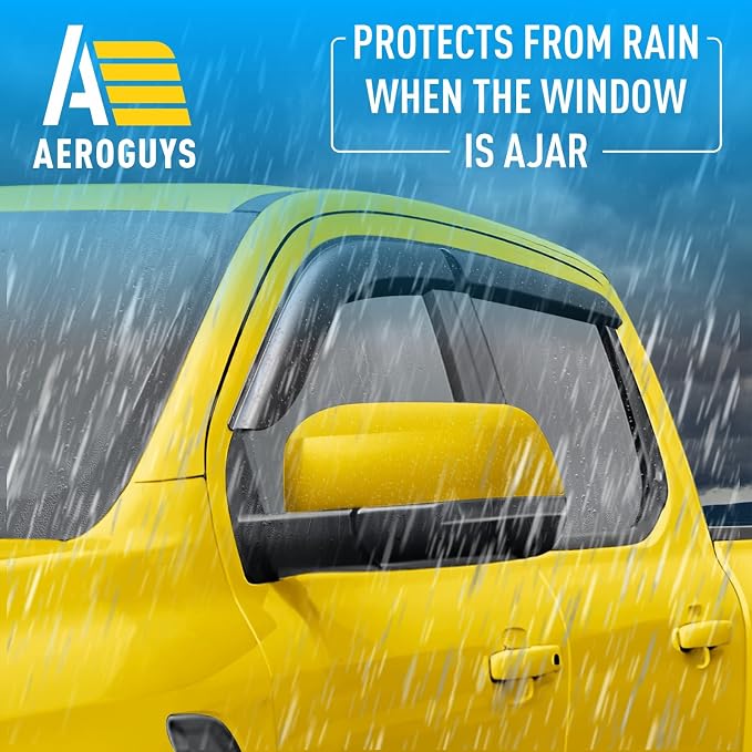 Extra Durable Window Deflectors Tape-On Window Visors Rain Guards Fit for Ford Ranger 2024-2026 SuperCrew, Sun Visors, Wind Vent for Shades, Exterior Car Accessories - 4pcs. AG0745