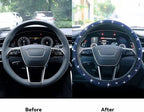Bling Steering Wheel Cover, Rhinestone Steering Wheel Cover with Crystal Diamond for Women, Sparkling Car Wheel Protector Universal Fit 14-15 inches - Royal Blue