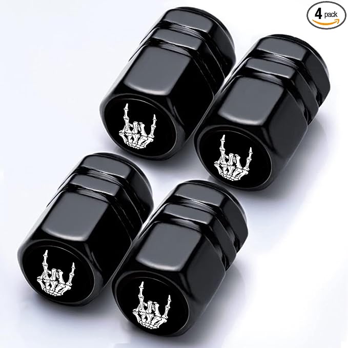 4Pack Skull Skeleton Hand Tire Valve Stem Cap Terror Car Accessories Aluminum Alloy Rust-Proof Universal Dust Covers Tire Air Cap for Car,Truck,SUV, Bike,Motorcycle Tires,Skull Gifts for Men Women