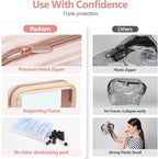 Clear Makeup Bag - TSA Approved Toiletry Bag for Carry-on & Checked Luggage, Water Resistant Car Storage Organizer with Reinforced Seams