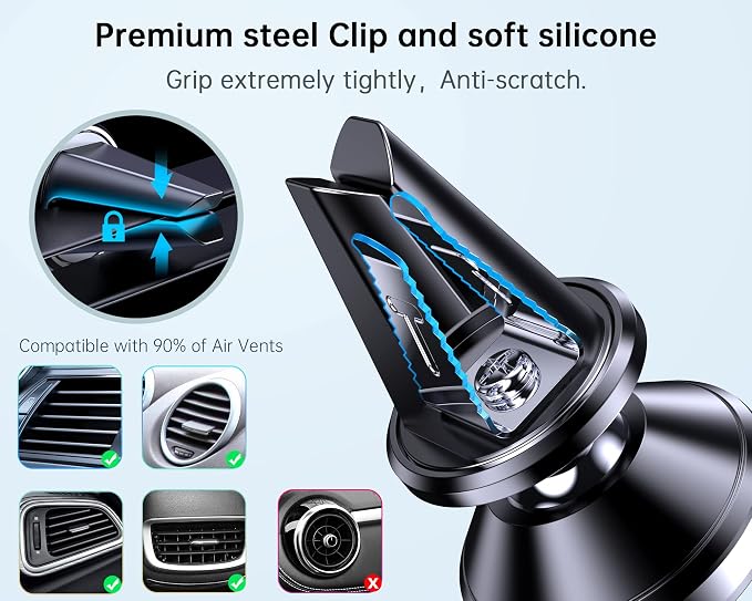 【2-PACK】Car vent Magnetic Phone Mount[ Easily Install ] Reusable Magnetic phone holder for car vent air[ Strong Magnet ] [ 360° Rotation ] Fit for iPhone 17 Pro Max 16 15 Samsung & All cell phone